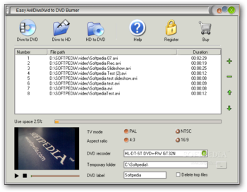 Easy Avi/Divx/Xvid to DVD Burner screenshot
