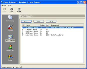 Easy Internet Sharing Proxy Server screenshot