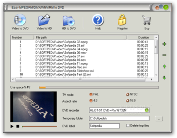 Easy MPEG / AVI / DIVX / WMV / RM to DVD screenshot
