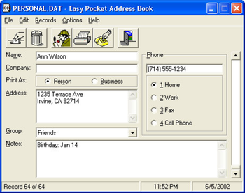 Easy Pocket Address Book screenshot