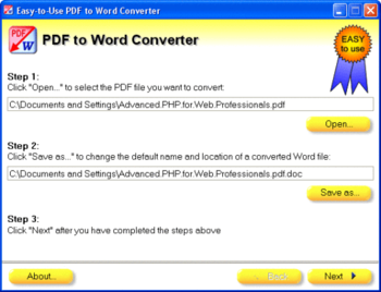 Easy-to-Use PDF to Word Converter screenshot