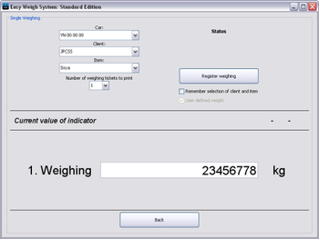 Easy Weigh System Standard Edition screenshot