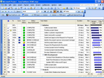 EasyTaskSync (MS Project Outlook Sync) screenshot