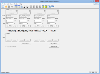 EBAS - Equation Balancing and Stoichiometry calculator screenshot