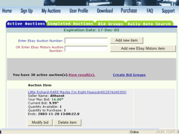 eBay Auction Sniper and Snipe Bid Tool screenshot 3
