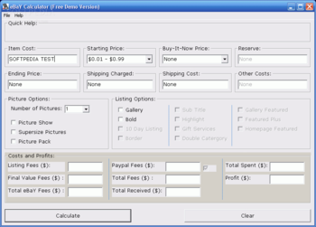 eBay Fee Calculator screenshot