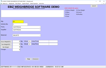 EBIZ WEIGHBRIDGE SOFTWARE screenshot