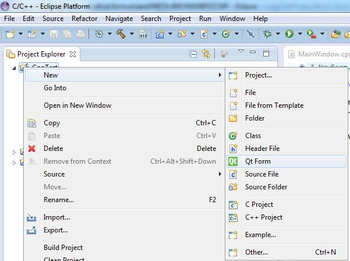 Eclipse CDT New Qt Form Wizard screenshot