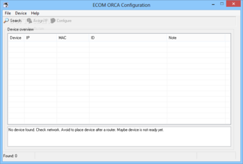 ECOM ORCA Configuration screenshot
