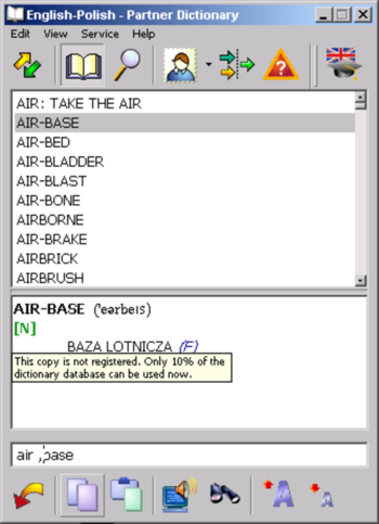 ECTACO English <-> Polish Talking Partner Dictionary for Windows screenshot
