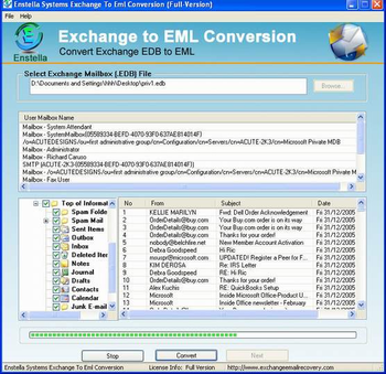 EDB to EML Conversion screenshot
