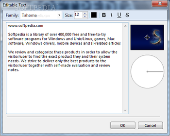 Editable Text screenshot