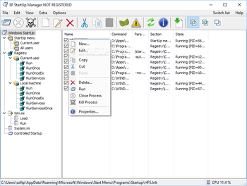 EF StartUp Manager screenshot