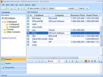 Efficient Address Book screenshot