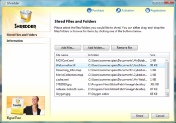 EgisTec Shredder screenshot