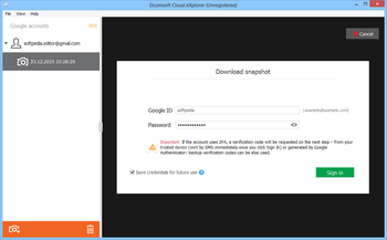 Elcomsoft Cloud eXplorer screenshot