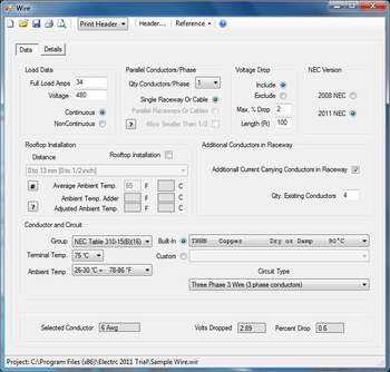 Electrc 2008 NEC Calculator screenshot