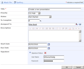 Electronic Signature Field screenshot