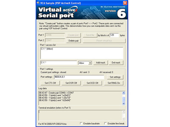 Eltima Virtual Serial Port AX Control screenshot 2