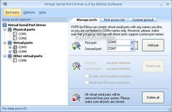 Eltima Virtual Serial Port Driver screenshot 3