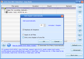 E.M. Free MKV Video2Dvd screenshot 3