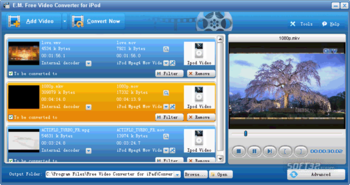 E.M. Free Video Converter for iPod screenshot 2