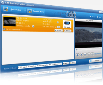 E.M. Free Video Converter to PSP screenshot