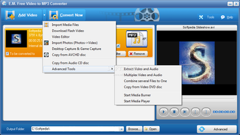 E.M. Free Video to MP3 Converter screenshot 2