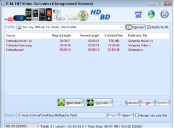E.M. HD Video Converter screenshot