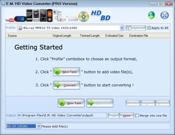 E.M. HD Video Converter screenshot