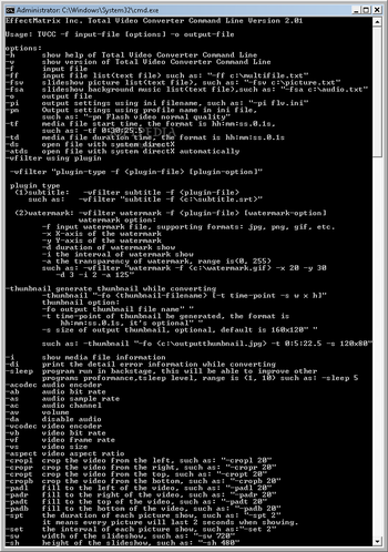 E.M. Total Video Converter Command Line screenshot