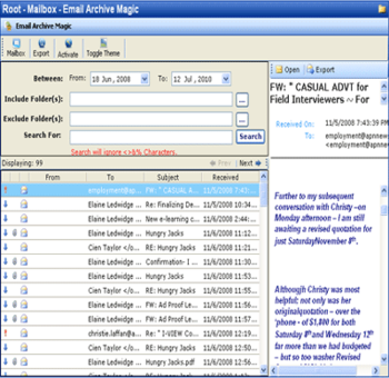 Email Archive Magic screenshot