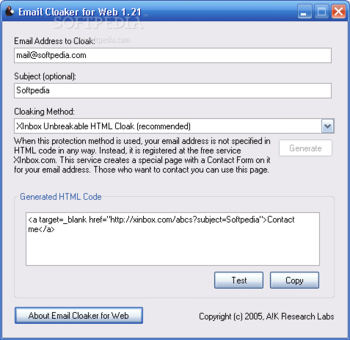 Email Cloaker for Web screenshot