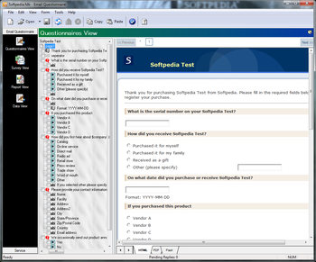 Email Questionnaire screenshot