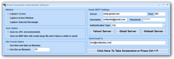 Email Screenshot Automatically Software screenshot