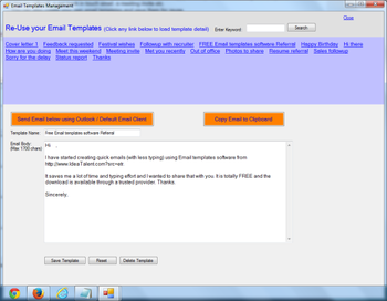 Email Templates Software screenshot