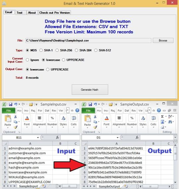 Email & Text Hash Generator screenshot
