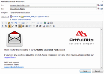 Email Web Part screenshot
