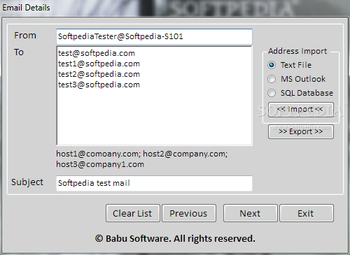 eMailer screenshot 2