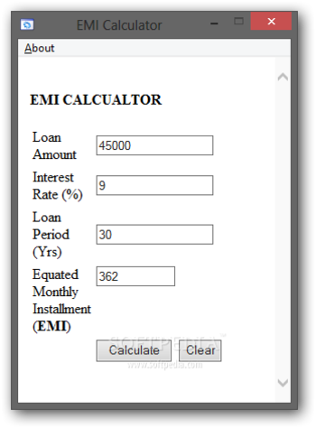 EMI Calculator screenshot