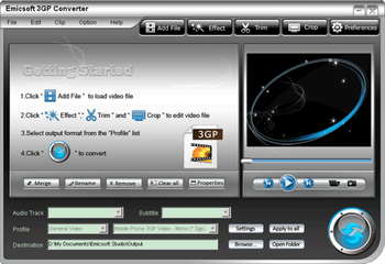 Emicsoft 3GP Converter screenshot