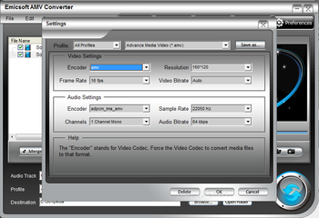 Emicsoft AMV Converter screenshot 3