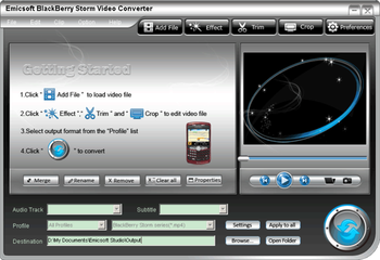 Emicsoft BlackBerry Storm Video Converter screenshot