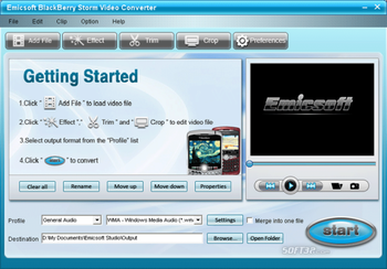 Emicsoft BlackBerry Storm Video Converter screenshot 2