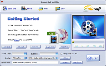 Emicsoft DVD to AVI Converter for Mac screenshot