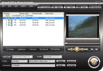 Emicsoft DVD to iPhone Converter screenshot