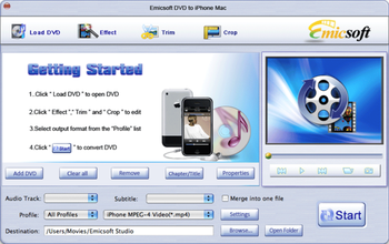 Emicsoft DVD to iPhone Converter for Mac screenshot