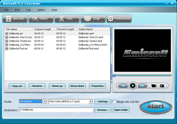 Emicsoft FLV Converter screenshot