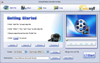 Emicsoft Mod Converter for Mac screenshot 2