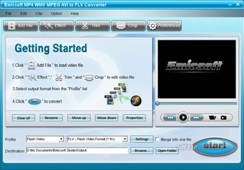 Emicsoft MP4 WMV MPEG AVI to FLV Converter screenshot 2